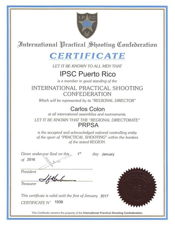 IPSC Certificate