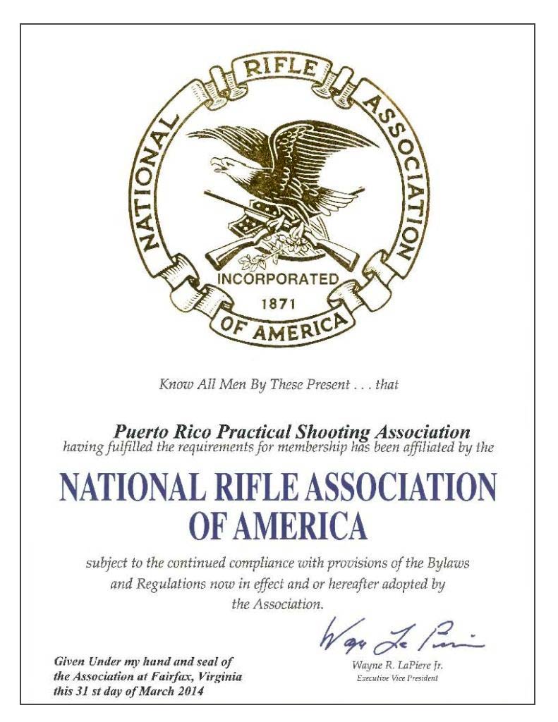 NRA Certificate